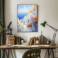 Santorini-Inspired Scenic Coastal Travel Poster
