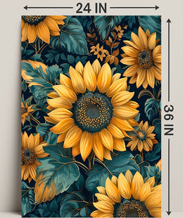 Vibrant Sunflower Botanical Art Print - Abstract or Artistic Poster