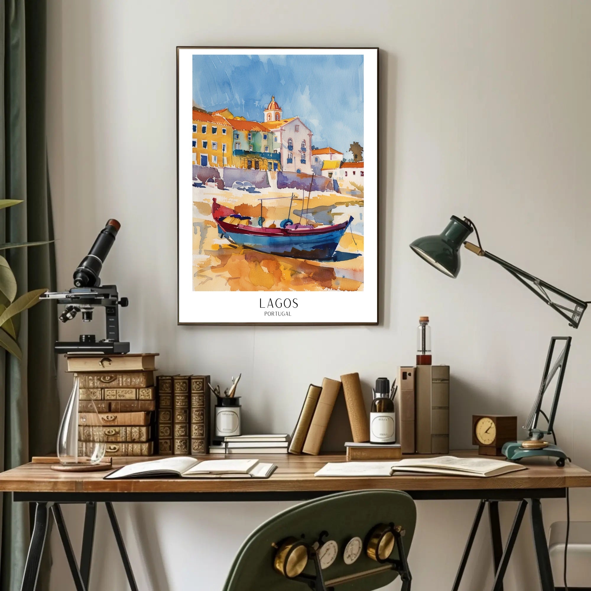 Vibrant Watercolor Coastal Scene Travel Poster PosterGoat