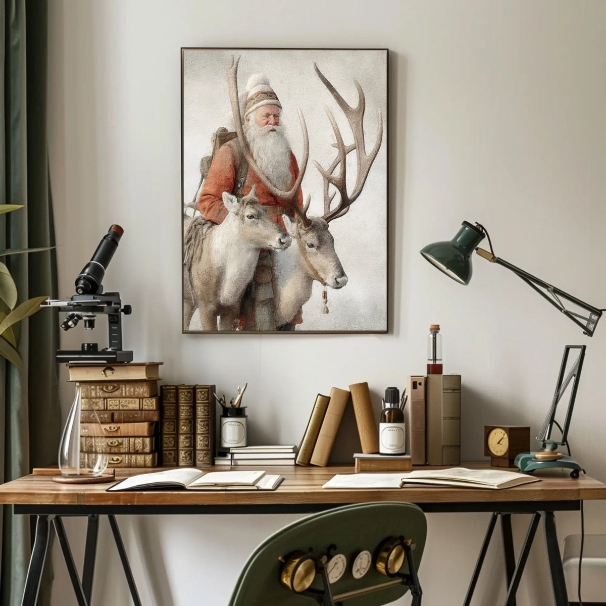 Winter Wanderer With Reindeer Poster