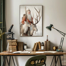 Winter Wanderer With Reindeer Poster