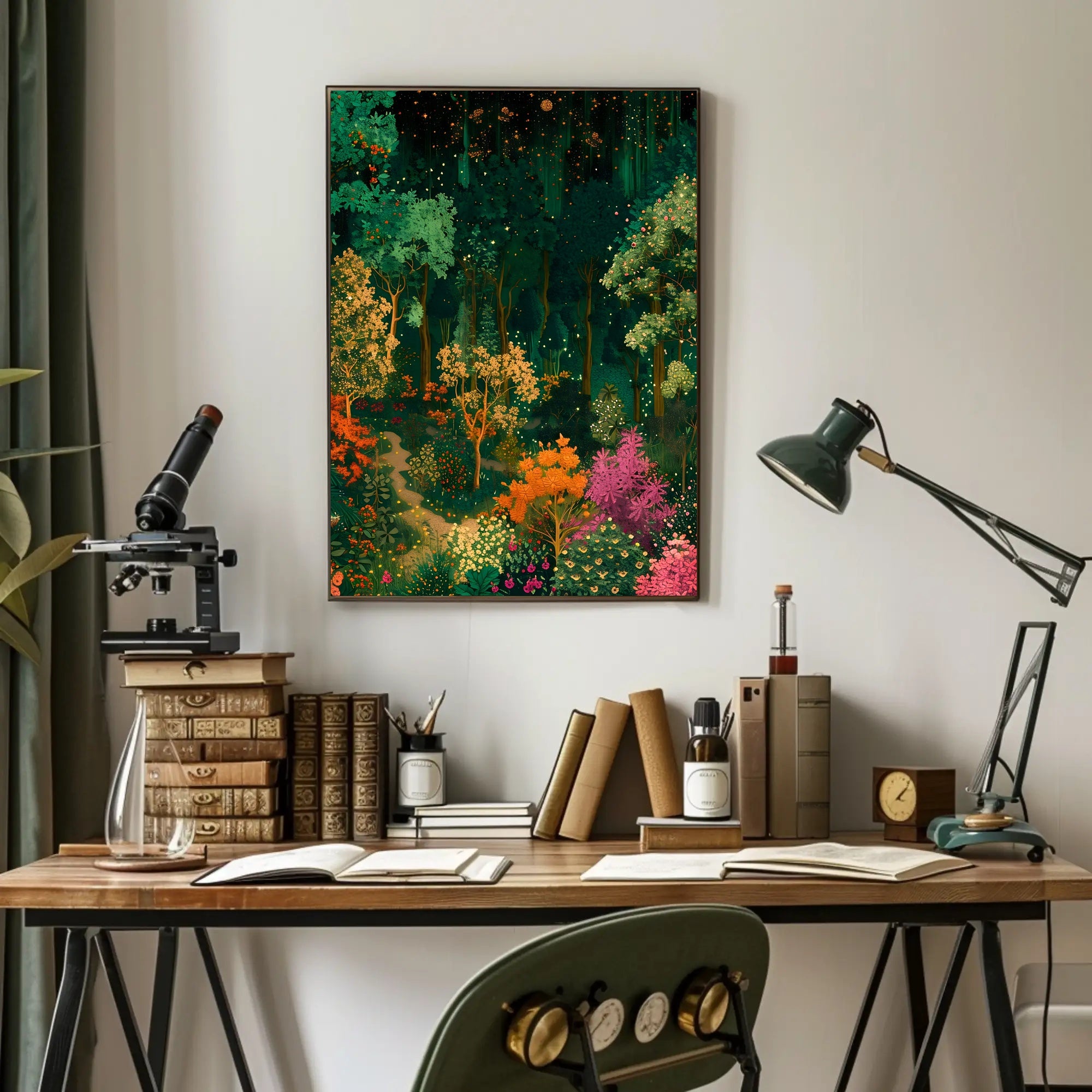 Enchanted Night Forest Fantasy with Stars Poster