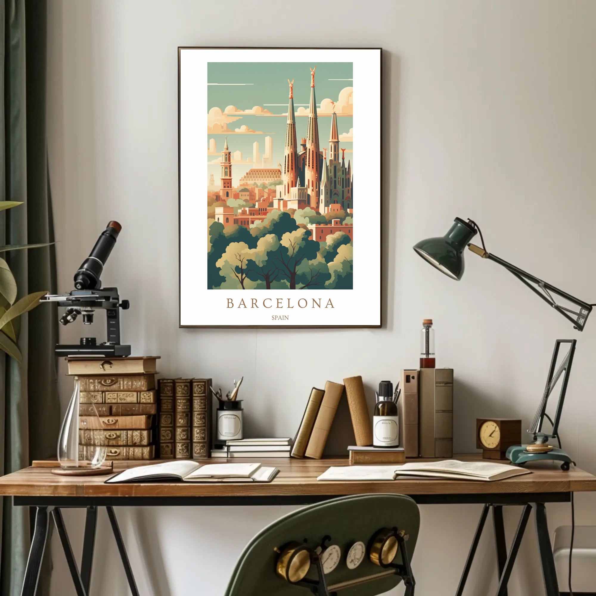 Barcelona Skyline Poster PosterGoat