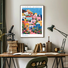 Santorini Flower Market 2024 Poster PosterGoat