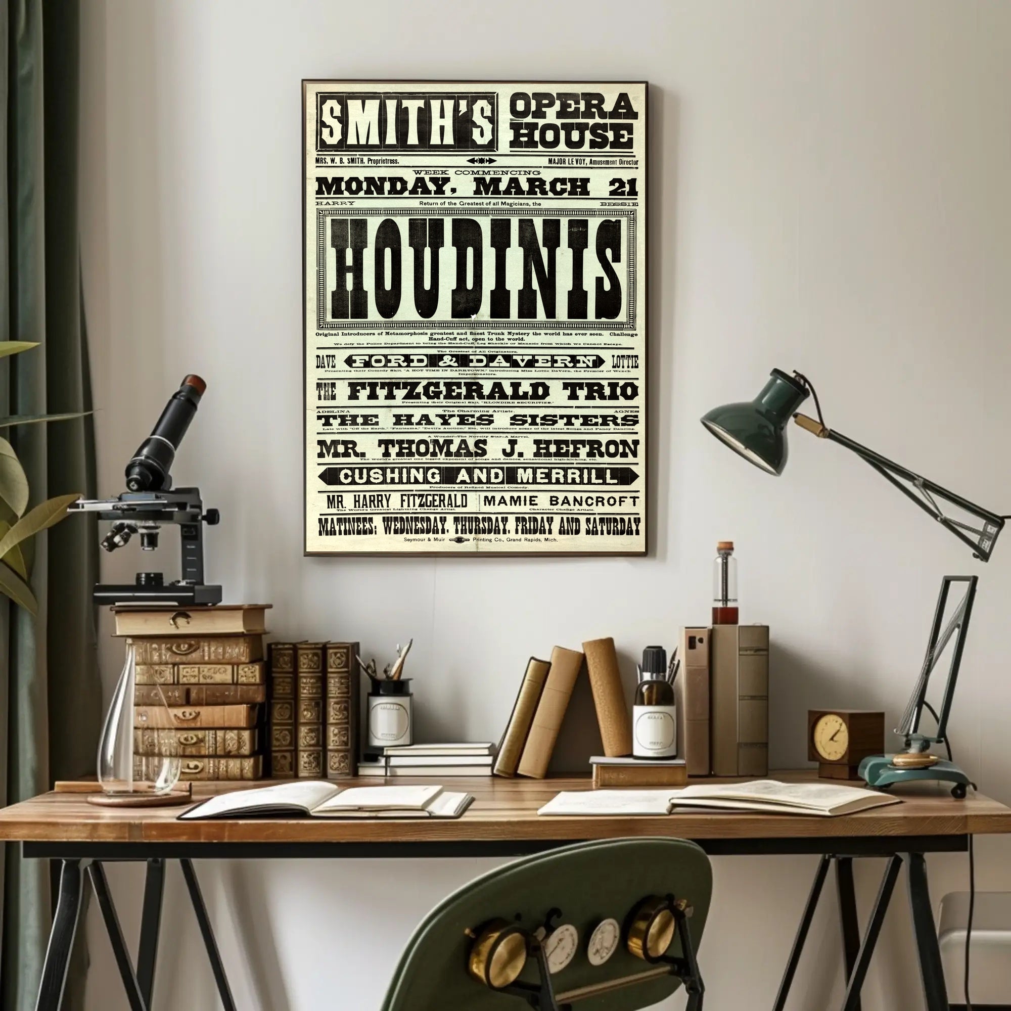 Houdini and Vaudeville Stars Early 20th Century Cultural Poster