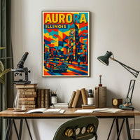 Aurora, Illinois Vibrant Cityscape Poster