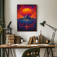 Futuristic Abstract Landscape with Synthwave Aesthetic Poster