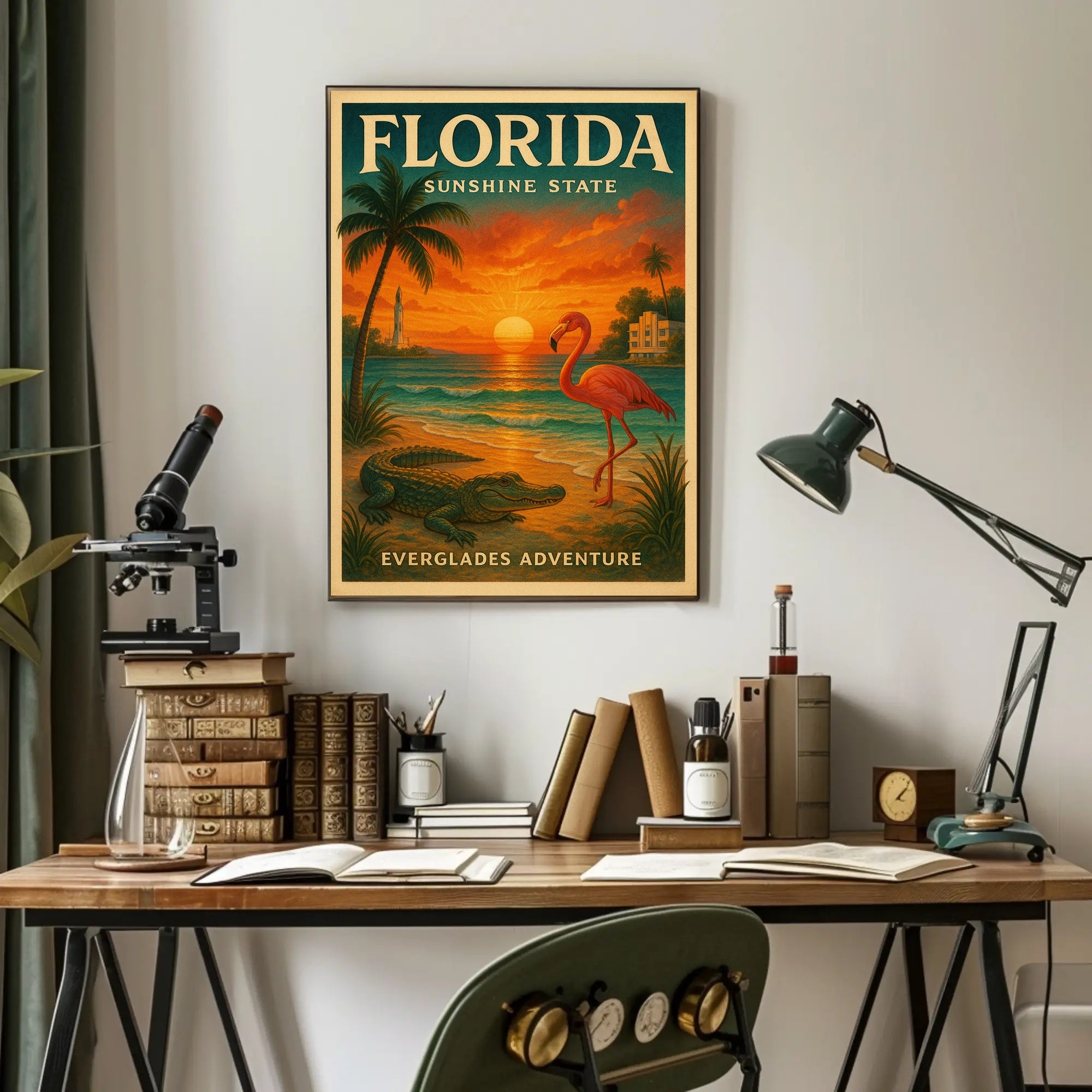 Florida Everglades Adventure Vintage Travel Poster