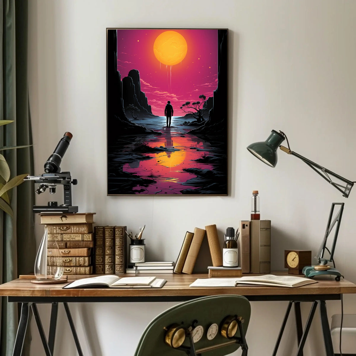 Vivid Sunset Dramatic Silhouette Art Poster - Artistic Poster