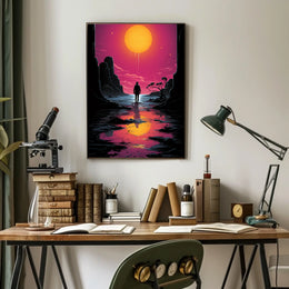 Vivid Sunset Dramatic Silhouette Art Poster - Artistic Poster