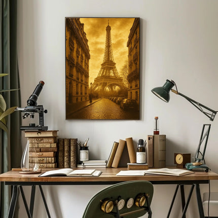 Parisian Romance: Vintage Eiffel Tower Urban Cityscape Poster