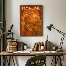FLY ROME Vintage Travel Art Poster Travel Poster