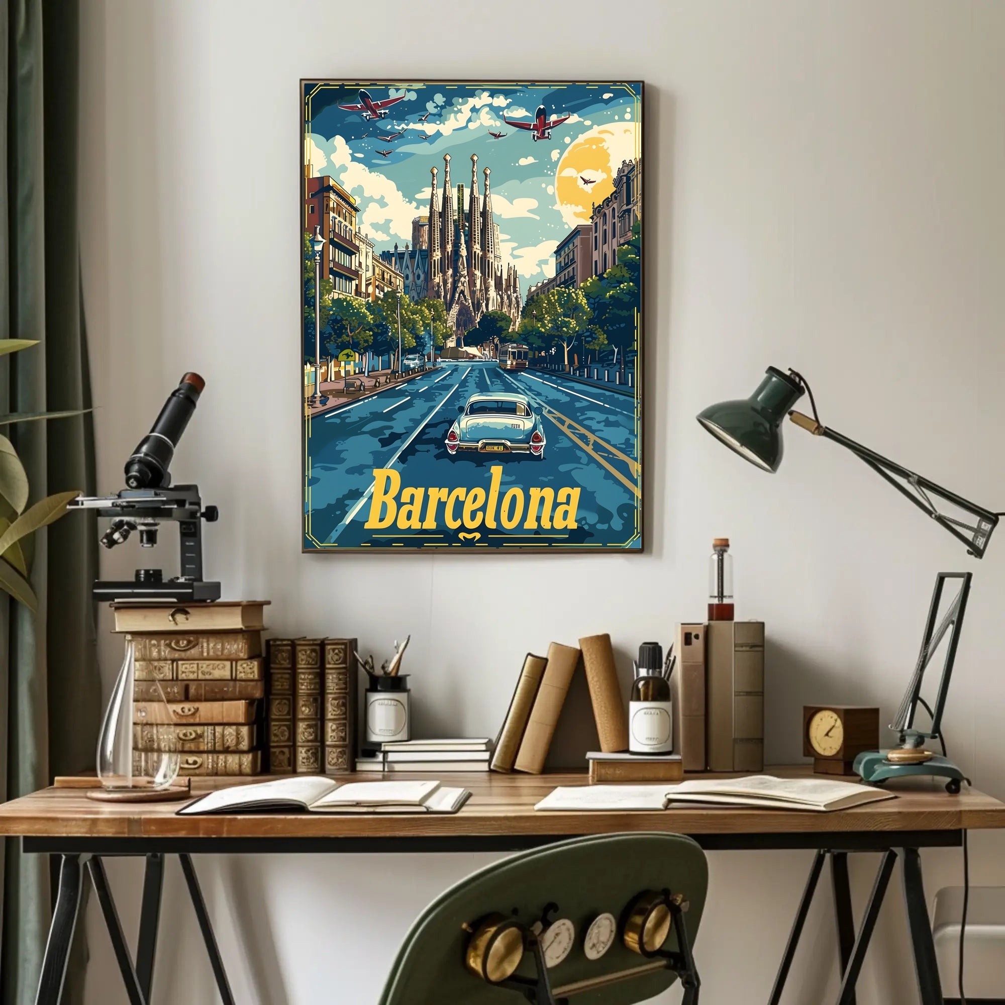 Barcelona Retro Travel Poster