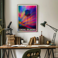 Edmond Oklahoma Water Tower Vibrant Pop Art Digital Painting Decor Lovers Wanderlust Poster