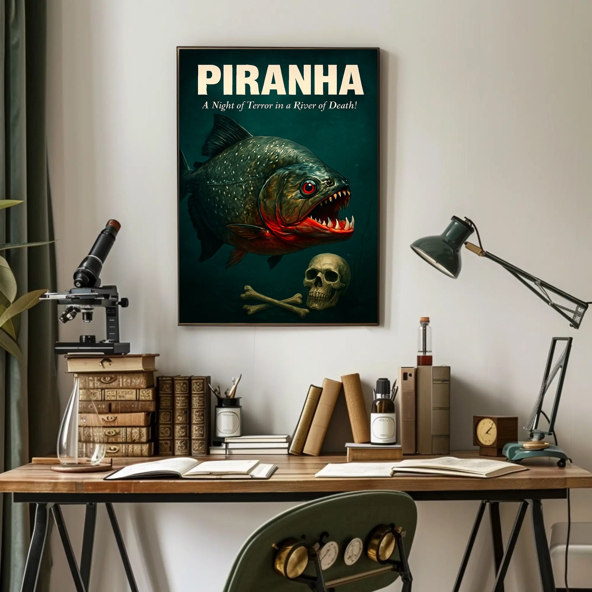 Piranha Horror Vintage Movie Art Animal Poster
