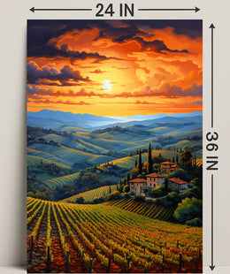 Sunset Over Tuscan Vineyards Poster