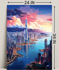 Cityscape At Sunset Poster