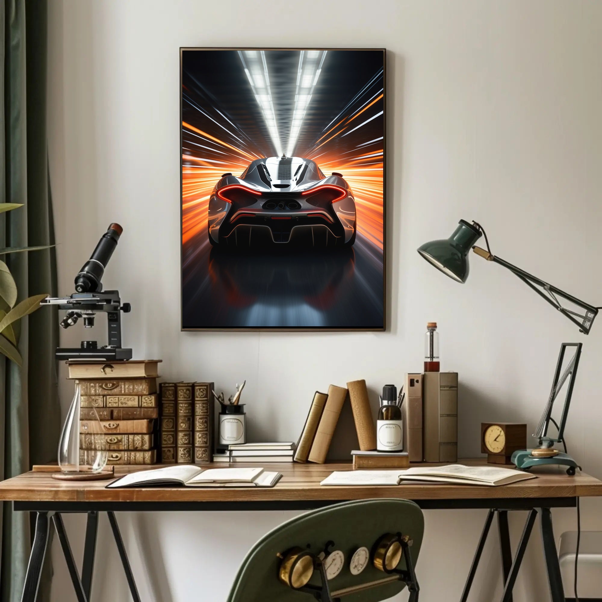 Sleek Modern Sports Car Racing Futuristic Sci-Fi Poster