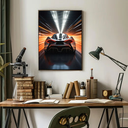 Sleek Modern Sports Car Racing Futuristic Sci-Fi Poster