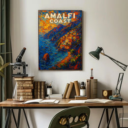 Amalfi Coast Poster Wall Art Print 18x24 Coastal Decor
