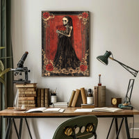 Skeletal Figure Red Roses Cultural or Heritage Poster