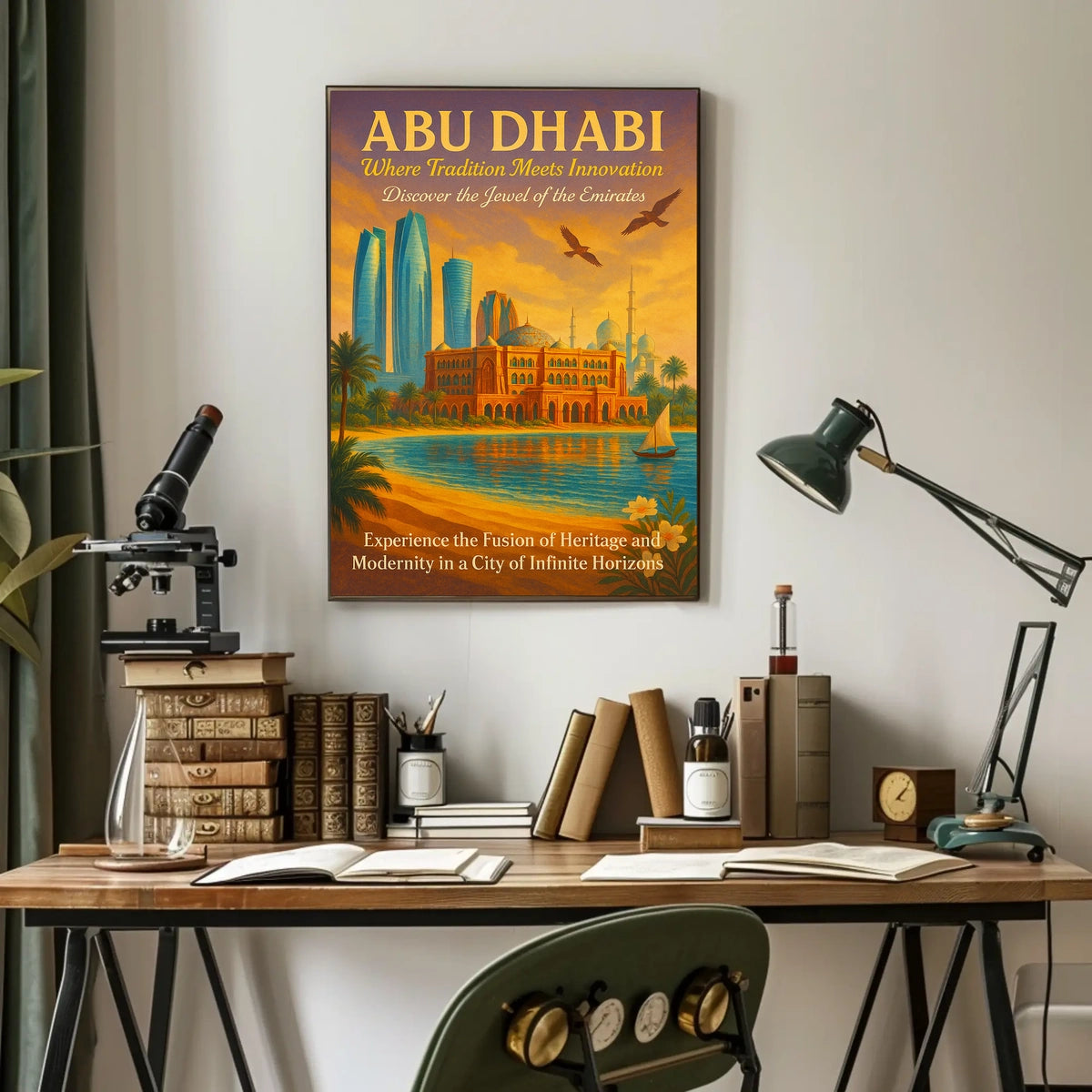 Abu Dhabi Elegance Vintage Travel Poster Fusion