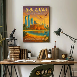 Abu Dhabi Elegance Vintage Travel Poster Fusion