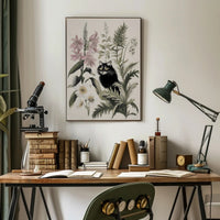 Black Cat with Wildflowers: Animal Poster PosterGoat