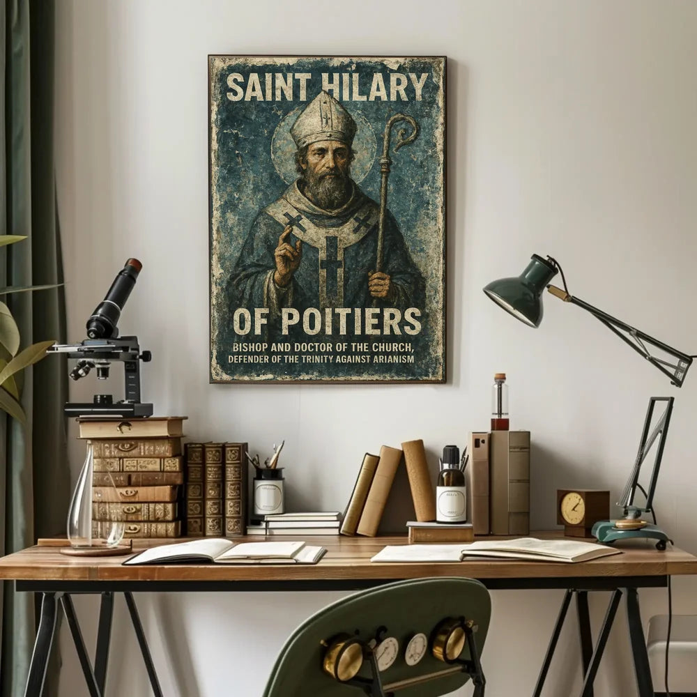 Saint Hilary of Poitiers Vintage Religious Art Poster