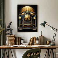 Vintage Art Deco Radio with Intricate Gold Detailing Poster