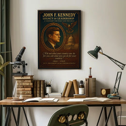 John F. Kennedy Patriotic Leadership Vintage Art Poster