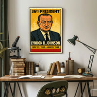 Lyndon B. Johnson 36th President of the United States Inked Comic Style Poster