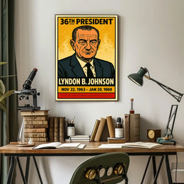 Lyndon B. Johnson 36th President of the United States Inked Comic Style Poster