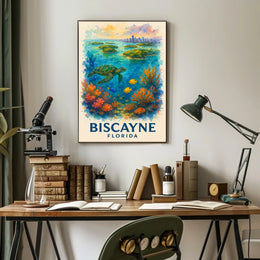 Biscayne Marine Life Watercolor Poster: Florida's Beauty