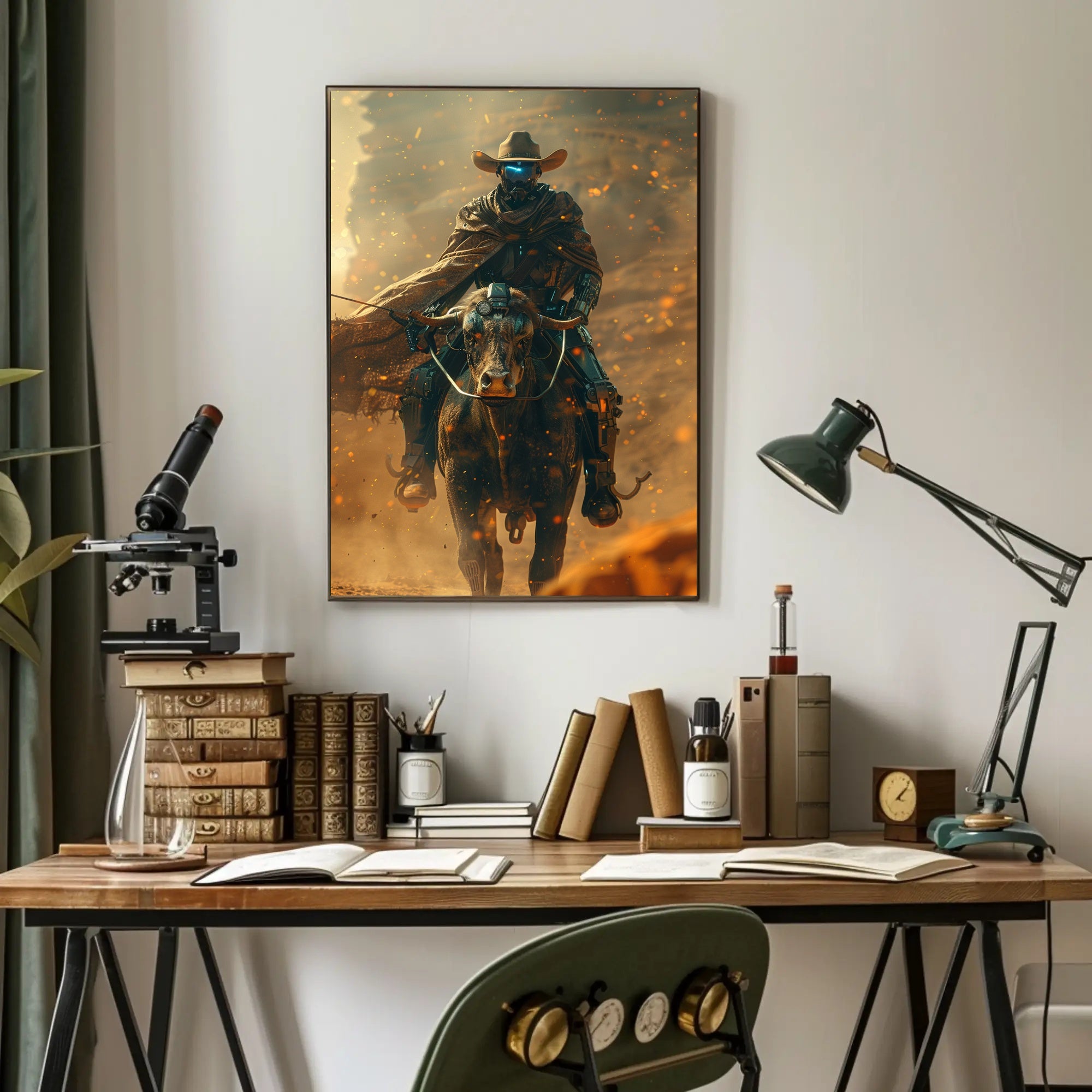 Futuristic Wild West Steampunk Adventure Art Poster PosterGoat