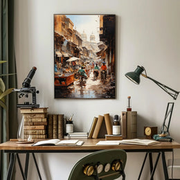 Bustling Market Street Poster