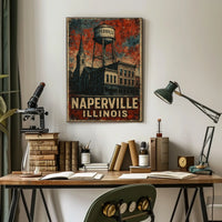 Naperville Vintage Cityscape Steampunk Heritage Poster