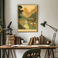 Serene Mountain Temple Poster