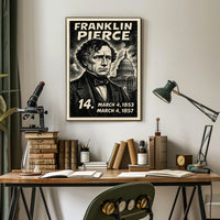 Franklin Pierce 14th President of the United States B & W Comic Sketch Poster