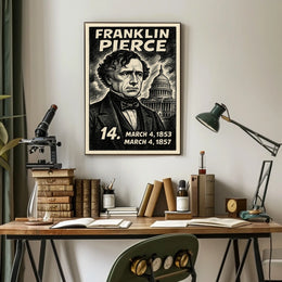 Franklin Pierce 14th President of the United States B & W Comic Sketch Poster