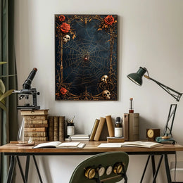 Dark and Mysterious Spiderweb Gothic Art Poster