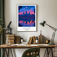 Angkor Wat Twilight Scene: Siem Reap Travel Poster