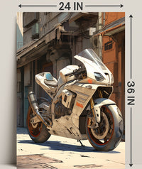 Futuristic Motorcycle In Urban Alley Poster PosterGoat