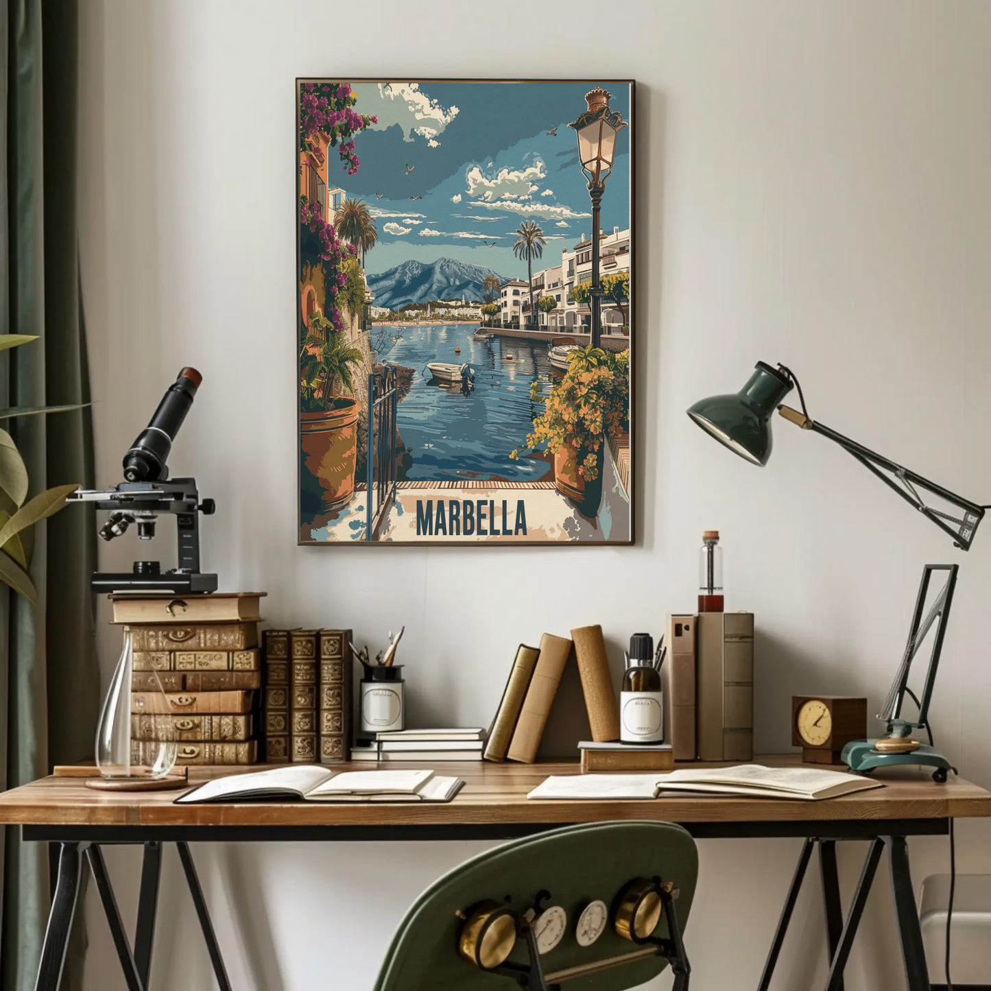 Marbella Seaside Town Waterfront Travel Poster