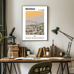 Bethlehem Urban Landscape with Middle Eastern Architecture Cityscape Poster PosterGoat