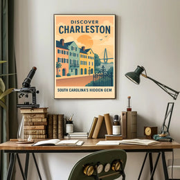 Charleston Travel Poster Vintage Coastal Wall Art