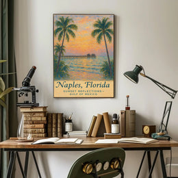 Naples Sunset Pier Impressionistic Art Poster