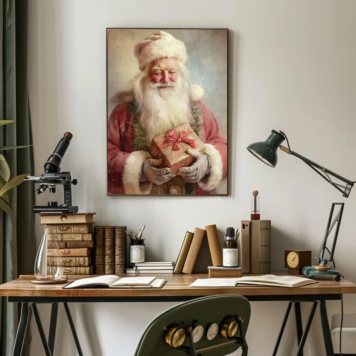Santa Claus With A Gift Poster
