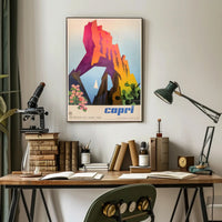 Capri Cliffs Travel Art: Modern Geometric Shapes Travel Poster PosterGoat
