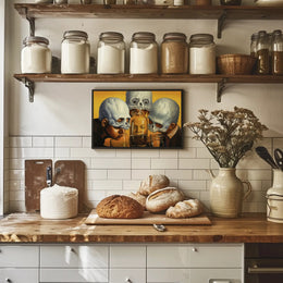 Surreal Identity Art with Skulls and Jars - Artistic Poster